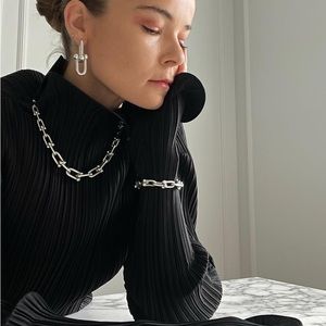 Plisse pleated top & skirt set